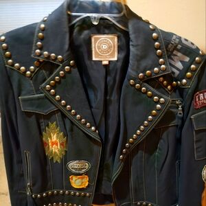 Rare Double D Leather Jacket, worn once, all studded AWESOME